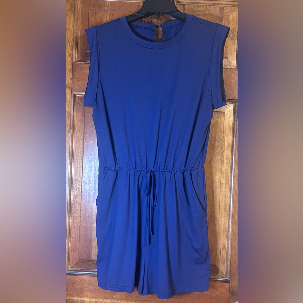 SHEIN Blue Sleeveless Romper